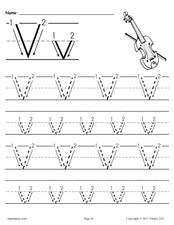 FREE Printable Letter V Tracing Worksheet With Number and Arrow Guides!