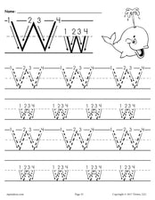 FREE Printable Letter W Tracing Worksheet With Number and Arrow Guides!