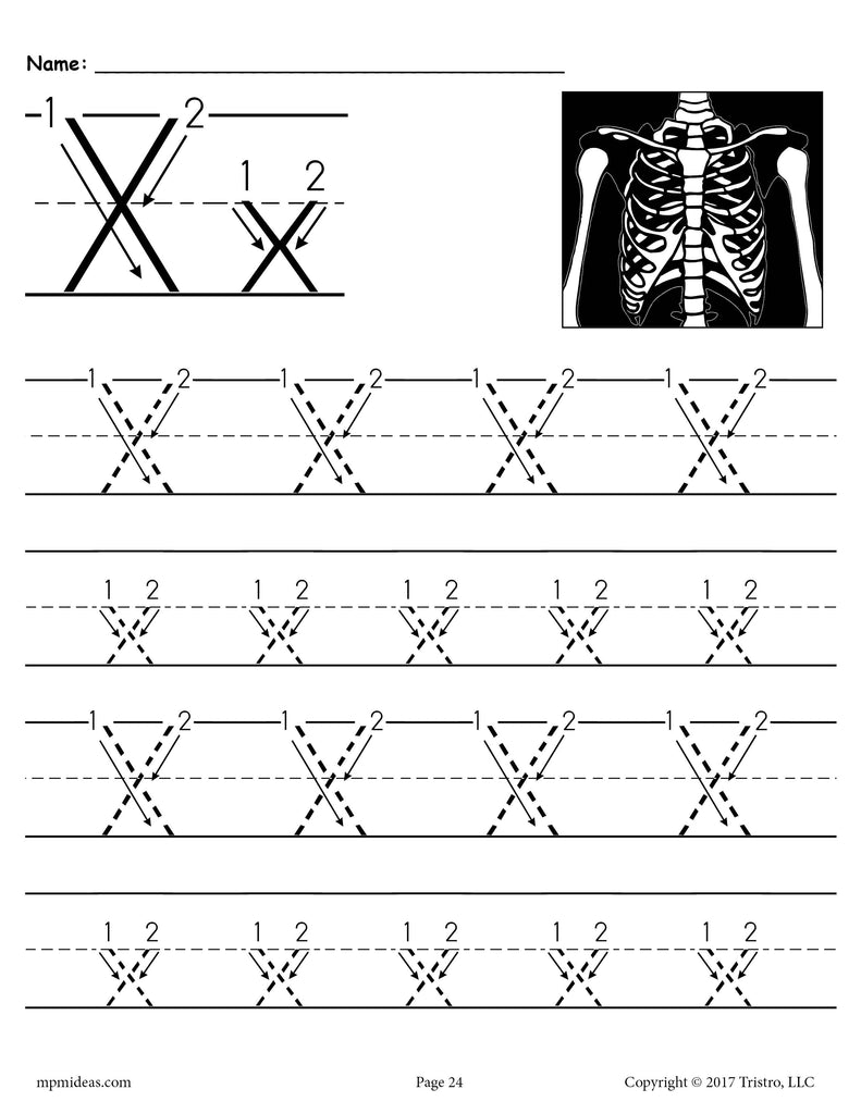 FREE Printable Letter X Tracing Worksheet With Number and Arrow Guides!