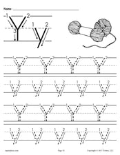 FREE Printable Letter Y Tracing Worksheet With Number and Arrow Guides!
