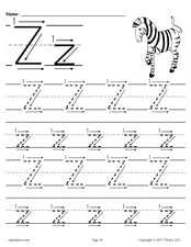 FREE Printable Letter Z Tracing Worksheet With Number and Arrow Guides!