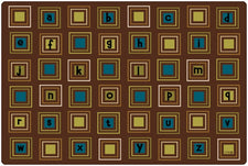 Literacy Squares Alphabet Classroom Rug, 6' x 9' Rectangle