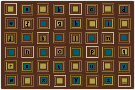 Literacy Squares Alphabet Classroom Rug, 8' x 12' Rectangle