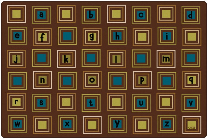 Literacy Squares Alphabet Classroom Rug, 8' x 12' Rectangle
