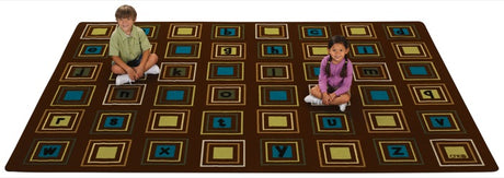 Literacy Squares Alphabet Classroom Rug, 8' x 12' Rectangle