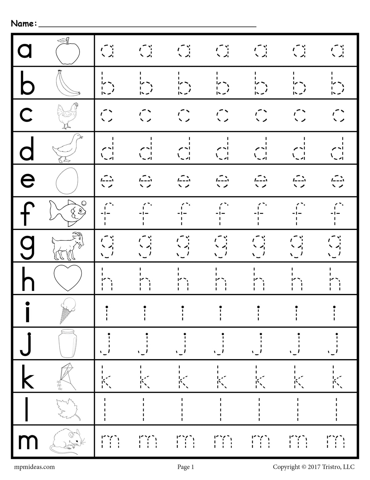 FREE Lowercase Letter Tracing Worksheets!