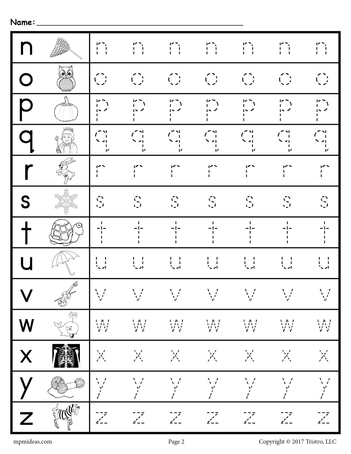 FREE Lowercase Letter Tracing Worksheets!
