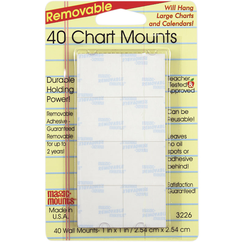 Magic Mounts Chart Mounts, 1In x 1In, Pack Of 40