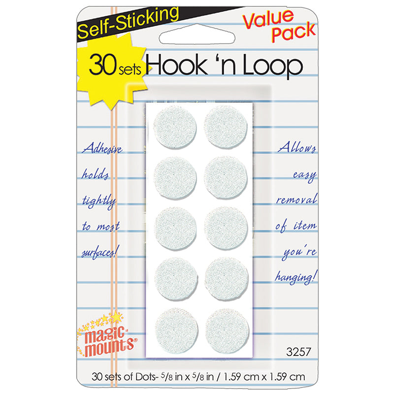 Hook 'n Loop 5/8" Dots, 30 Sets