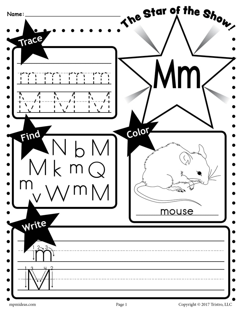 FREE Letter M Worksheet: Tracing, Coloring, Writing & More!