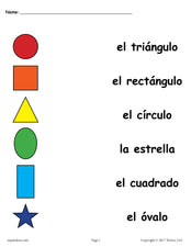 4 Spanish Shapes Matching Worksheets!
