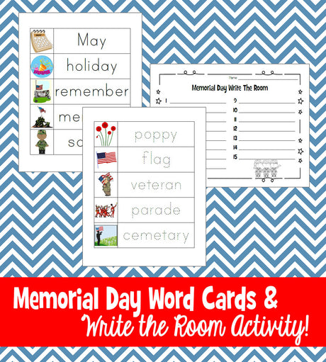 Memorial Day Word Wall & Write The Room Printables