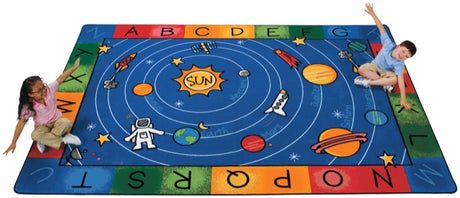 Milky Play Space Themed Alphabet Classroom Rug, 4'5" x 5'10" Rectangle