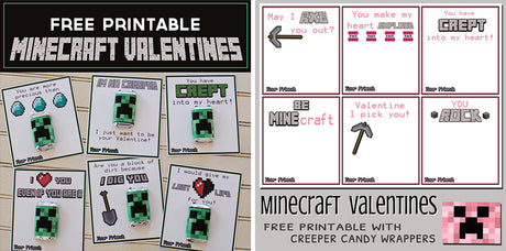 FREE Printable Minecraft Valentines - Boy & Girl Styles!