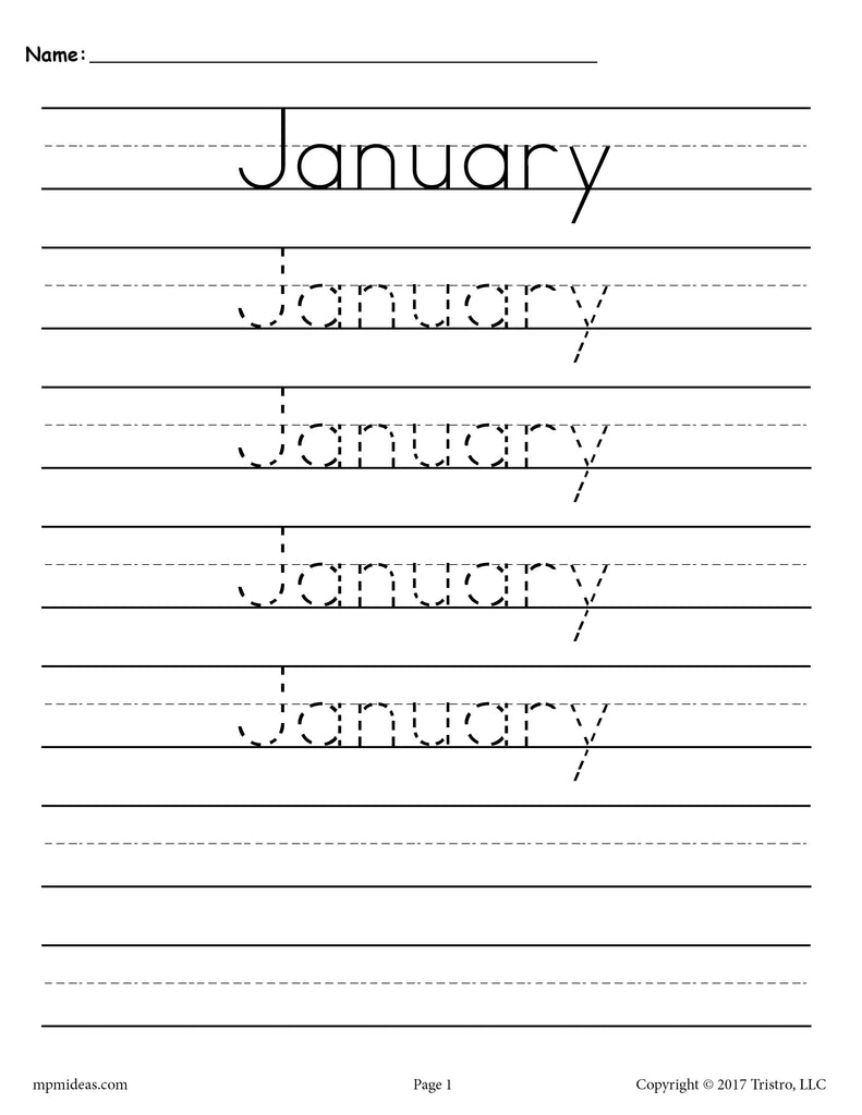 12 Months of the Year Handwriting Worksheets!