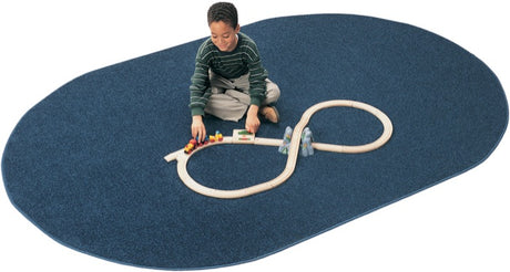Mt. St. Helens Solid Blueberry Classroom Rug, 6' x 9' Oval