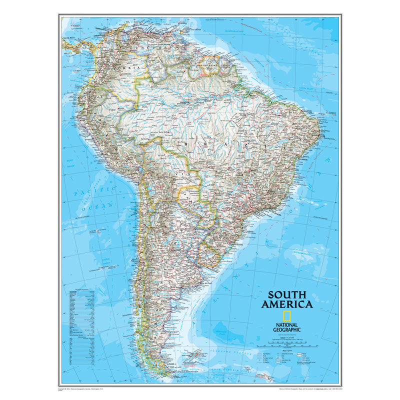 South America Wall Map 24 x 30