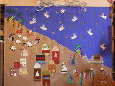 Nativity Scene Mural - Christmas Bulletin Board Idea