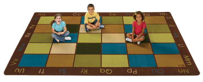 Nature's Colors Alphabet Classroom Circle Time Rug, 7'6" x 12' Rectangle (seats 30)