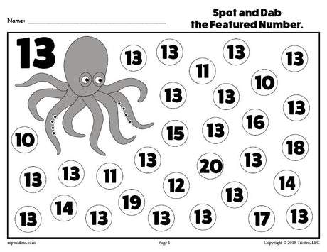 Number Thirteen Do-A-Dot Printable!