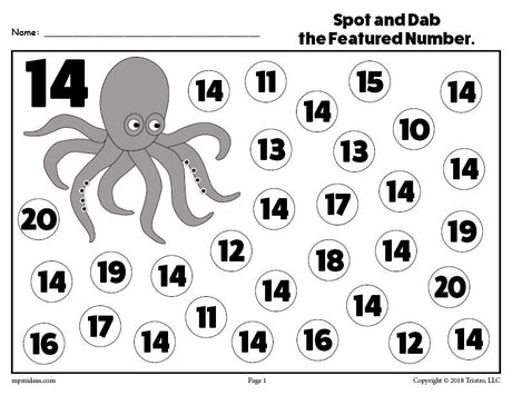 Number Fourteen Do-A-Dot Printable!