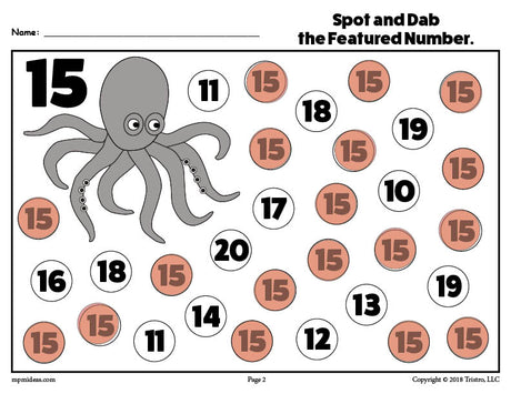 Number Fifteen Do-A-Dot Printable!