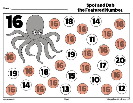 Number Sixteen Do-A-Dot Printable!