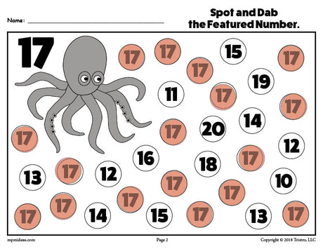 Number Seventeen Do-A-Dot Printable!
