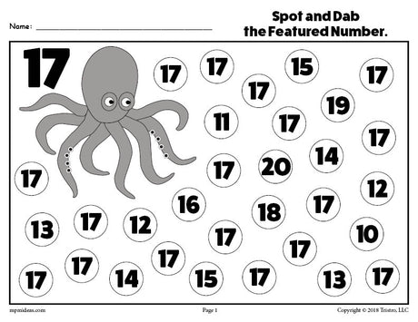 Number Seventeen Do-A-Dot Printable!