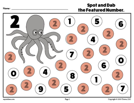 Number Two Do-A-Dot Printable!