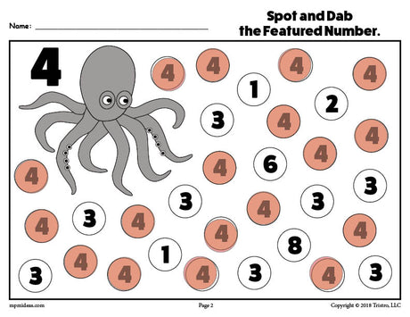 Number Four Do-A-Dot Printable!