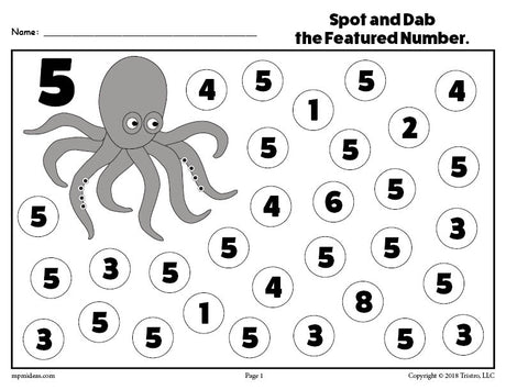 Number Five Do-A-Dot Printable!