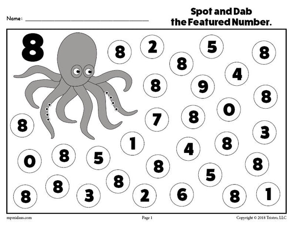 FREE Number Eight Do-A-Dot Printable! – SupplyMe
