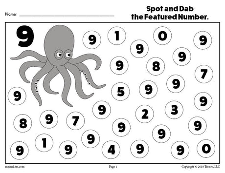 Number Nine Do-A-Dot Printable!