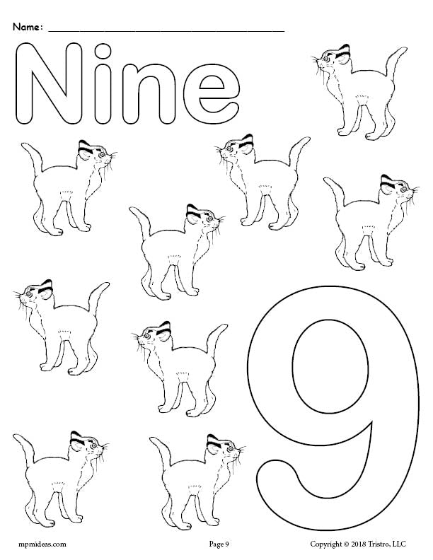 Printable Animal Number Coloring Pages - Numbers 1-10!