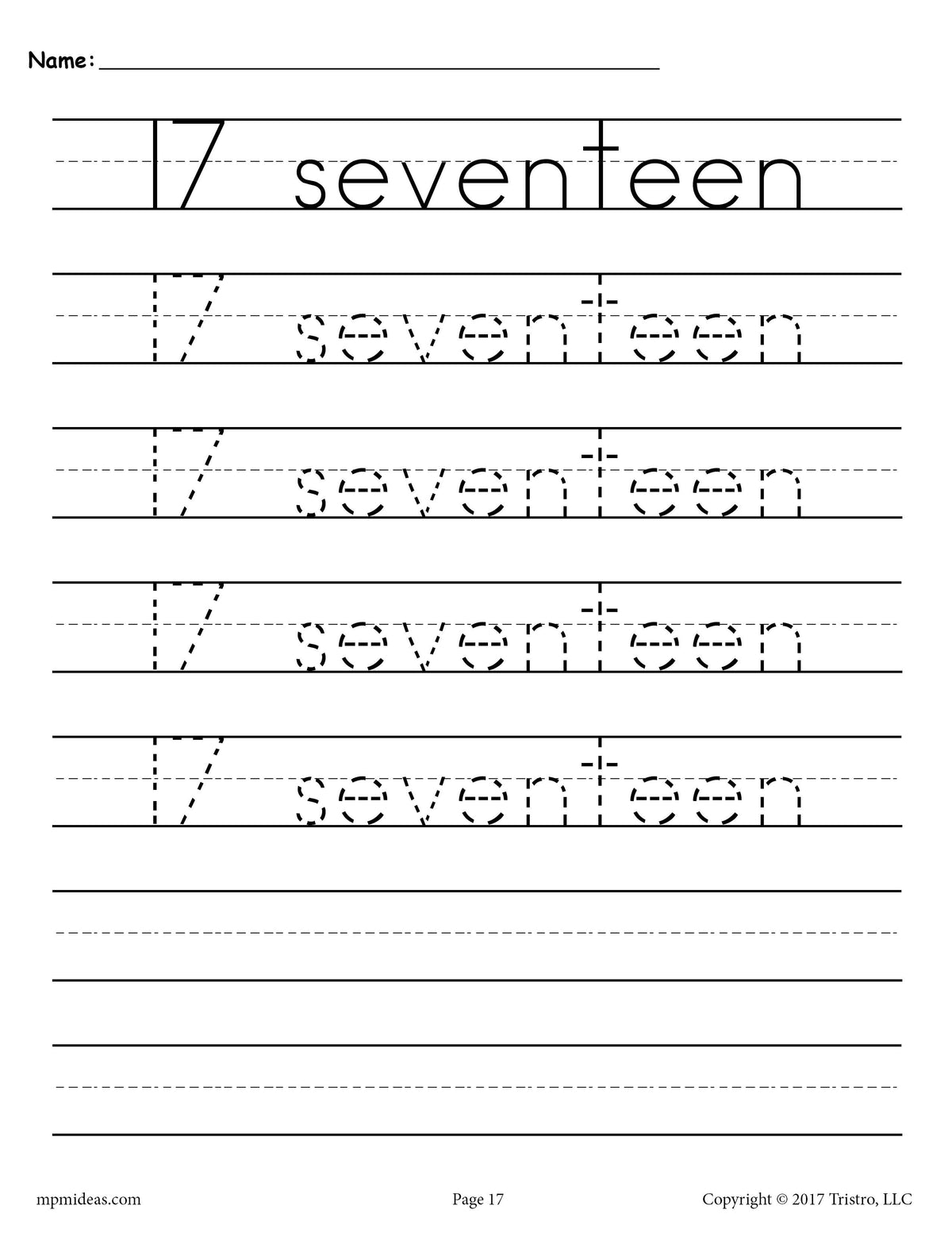Number 17 Worksheets.pdf Number 17 Worksheet Print The Number 17 (seventeen) | K5 Learning