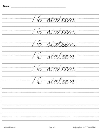 Cursive Number 1 To 10