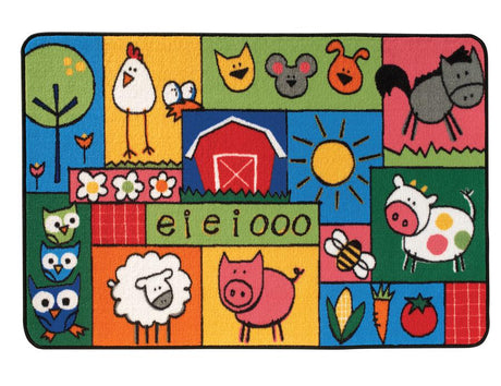 Old MacDonald Farm KID$ Value Discount Classroom Rug, 4' x 6' Rectangle