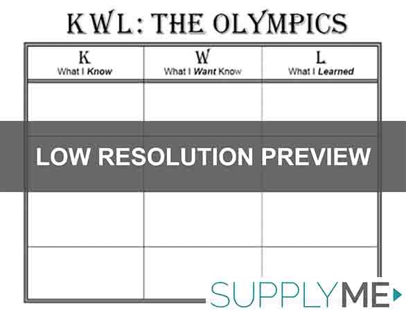 Printable Olympic Themed K-W-L Chart