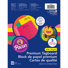 Premium Tagboard Assortment, 8.5" x 11" Bright Colors (50 Sheets)