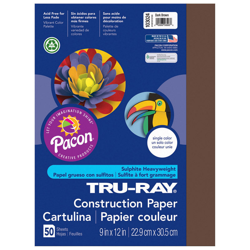 Tru-Ray® Construction Paper, 9" x 12" Dark Brown