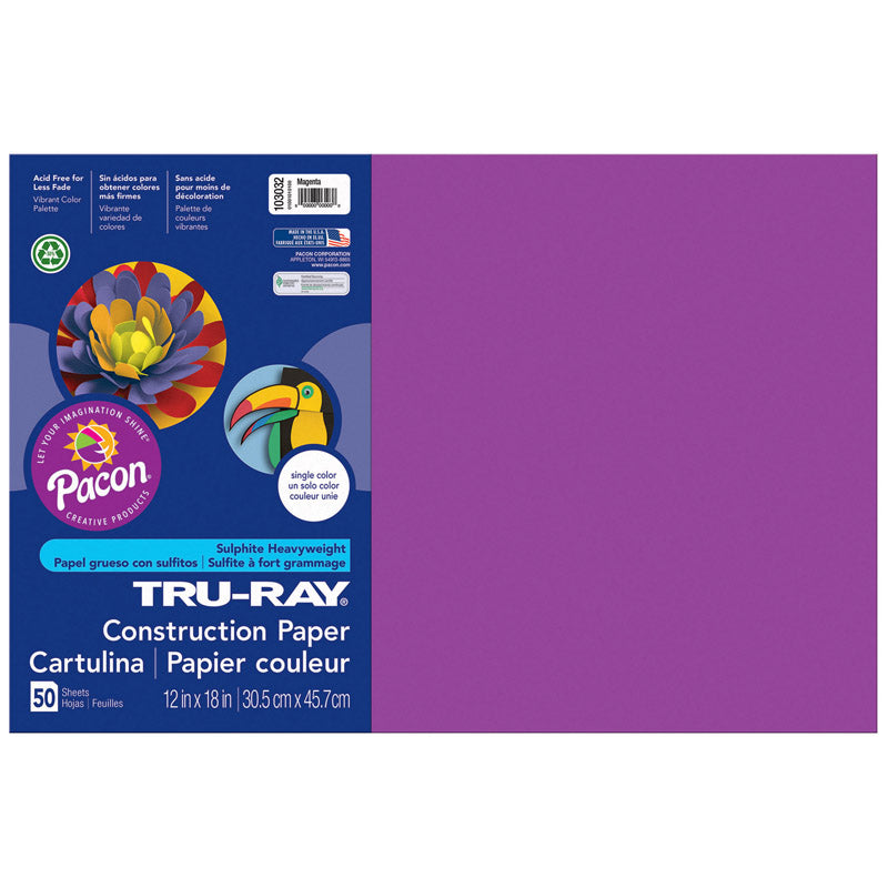 Tru-Ray® Construction Paper, 12" x 18" Magenta