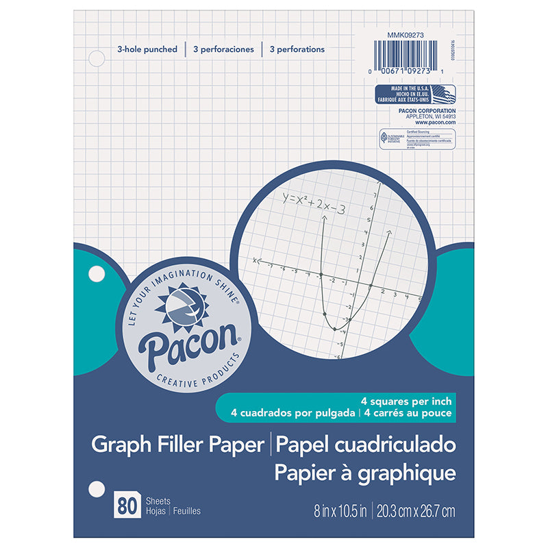 Pacon® Graph Filler Paper, 8″ x 10-1/2″