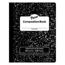Pacon® Hard Cover Composition Book, Black Marble (60 Sheets)