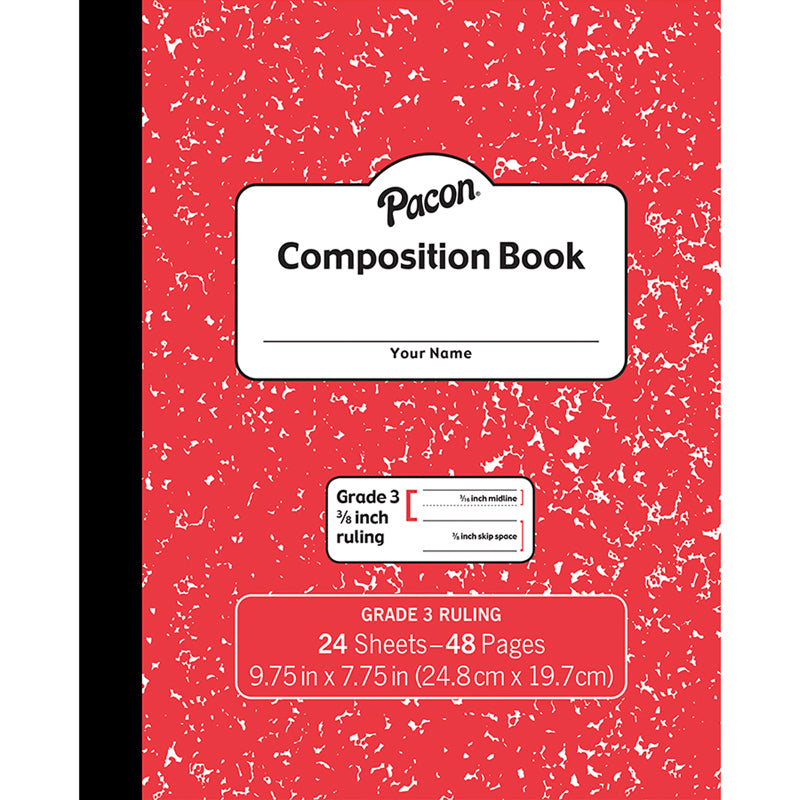 Pacon® Soft Cover Composition Book, 3/8″ Ruled, Red Marble