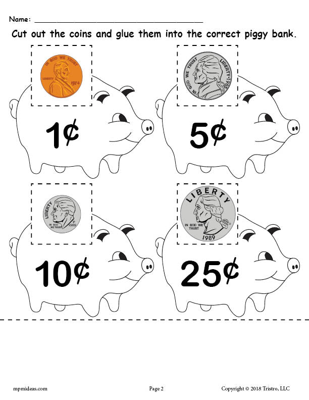 Printable Money Matching Worksheet With Coins
