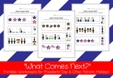 Presidents' Day “What Comes Next?” Printable Activity
