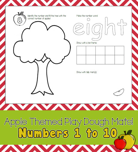 Printable Apple Themed Play Dough Mats