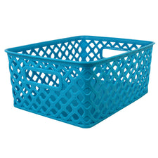 Small Woven Basket, Turquoise