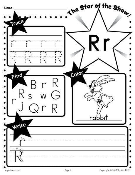 FREE Letter R Worksheet: Tracing, Coloring, Writing & More!